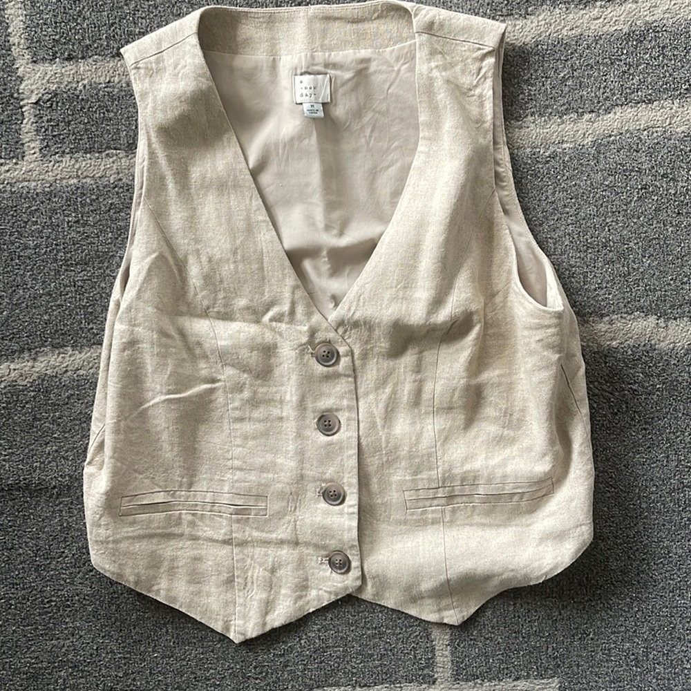 Target Linen Vest - A New Day - Beige - Medium - NWOT